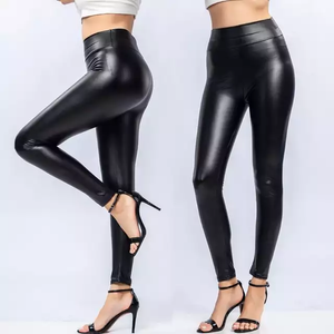 Betty  Black Faux leather High Waisted Leggings. - Sparkly Girl