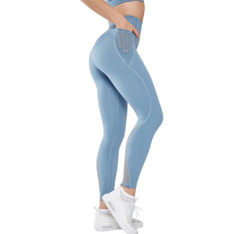 Blue Athletic High Waisted  Leggings With pocket - Sparkly Girl
