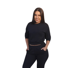 Load image into Gallery viewer, Bella Black Sweater top velvet. - Sparkly Girl
