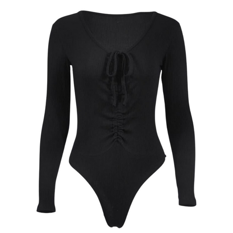 Sofia Long Sleeve Bodysuit Black - Sparkly Girl